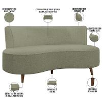 Sofá Chaise Living 2 Lugares 160cm Para Sala Istambul K01 Bouclê Verde - Lyam Decor - 7