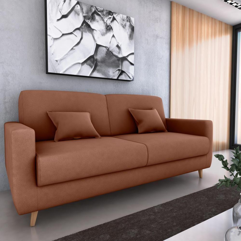 Sofá Cama Emília 2 Lugares 190cm Veludo Ferrugem Matrix - 4