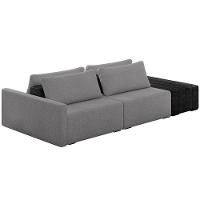 Sofá Ilha Modular Para Sala 252cm Com Puff Dublin K01 Bouclê Cinza E Sintético Preto - Lyam Decor - 1