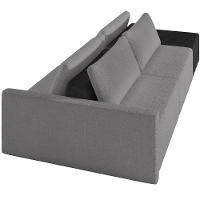 Sofá Ilha Modular Para Sala 252cm Com Puff Dublin K01 Bouclê Cinza E Sintético Preto - Lyam Decor