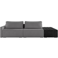 Sofá Ilha Modular Para Sala 252cm Com Puff Dublin K01 Bouclê Cinza E Sintético Preto - Lyam Decor - 5