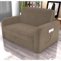 Sofá Cama Com Baú 2 Lugares John Veludo Cappuccino - 1