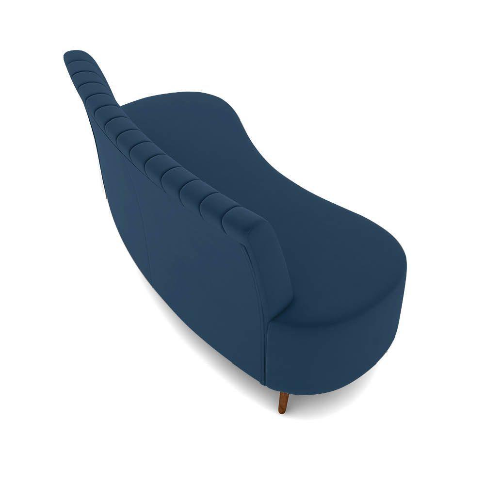 Sofá 2 Lugares Living 160cm Pé Palito Maraú Veludo K01 - D'rossi Cor Azul Marinho - 4