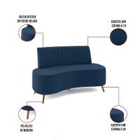 Sofá 2 Lugares Living 160cm Pé Palito Maraú Veludo K01 - D'rossi Cor Azul Marinho - 6