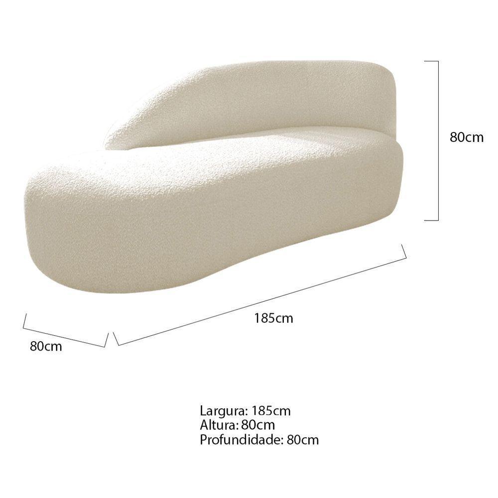 Divã Recamier Curvo Luna 185cm Lado Esquerdo Linho - Doce Sonho Móveis Cor Bege - 5