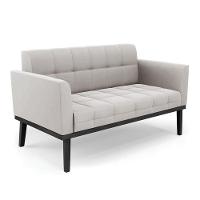 Sofá Namoradeira E Poltrona Base De Madeira Preto Elisa Veludo D03 - D'rossi Cor Cinza - 6