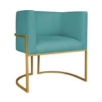 Kit Divã Luna 185cm Lado Esquerdo E 01 Poltrona Base De Ferro Dourado Suede Cor Azul Turquesa - 2