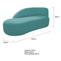 Kit Divã Luna 185cm Lado Esquerdo E 01 Poltrona Base De Ferro Dourado Suede Cor Azul Turquesa - 8