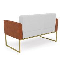 Sofá Namoradeira E Poltrona Base Industrial Dourado Elisa Nozes-linho Cinza A05 D03 - D'rossi