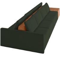 Sofá Ilha Modular Para Sala 432cm Com Puff Dublin K01 Veludo Verde Sintético Caramelo - Lyam Decor