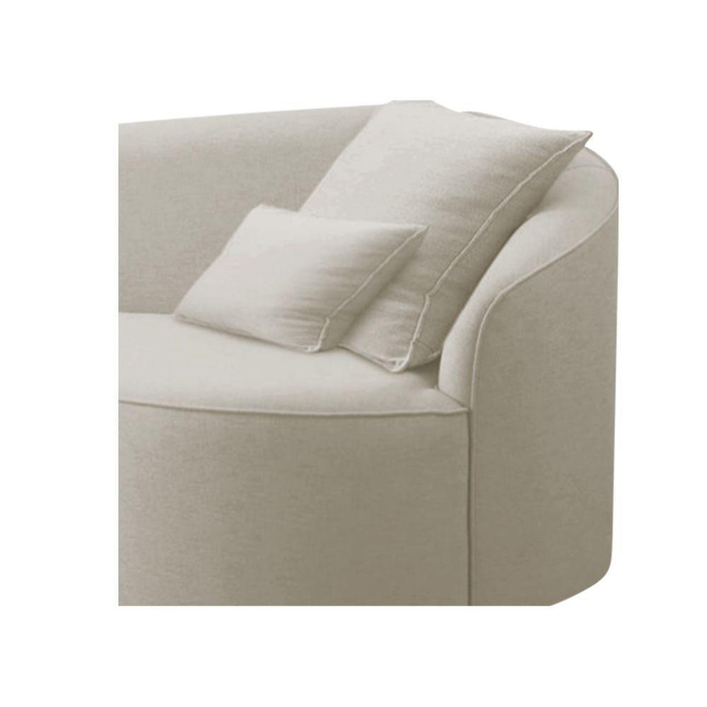 Divã Recamier Curvo Sala De Estar Recepção Lado Esquerdo Linho - Doce Sonho Móveis Cor Bege - 4