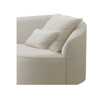 Divã Recamier Curvo Sala De Estar Recepção Lado Esquerdo Linho - Doce Sonho Móveis Cor Bege