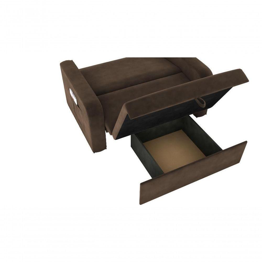 Sofá Cama Daiane 2 Lugares Com Baú Veludo Marrom Matrix - 2