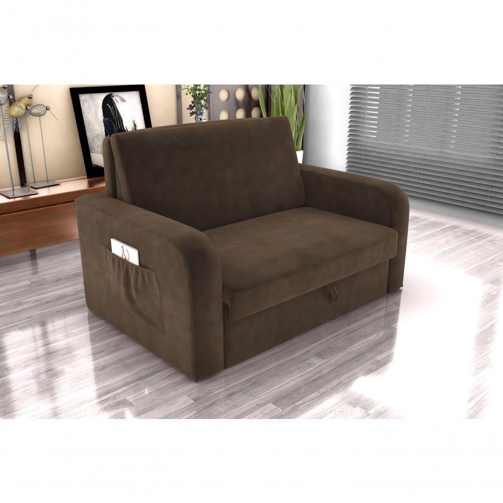 Sofá Cama Daiane 2 Lugares Com Baú Veludo Marrom Matrix - 4