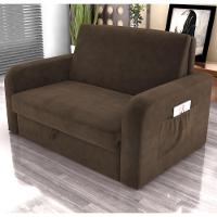 Sofá Cama Com Baú 2 Lugares John Veludo Marrom - 1