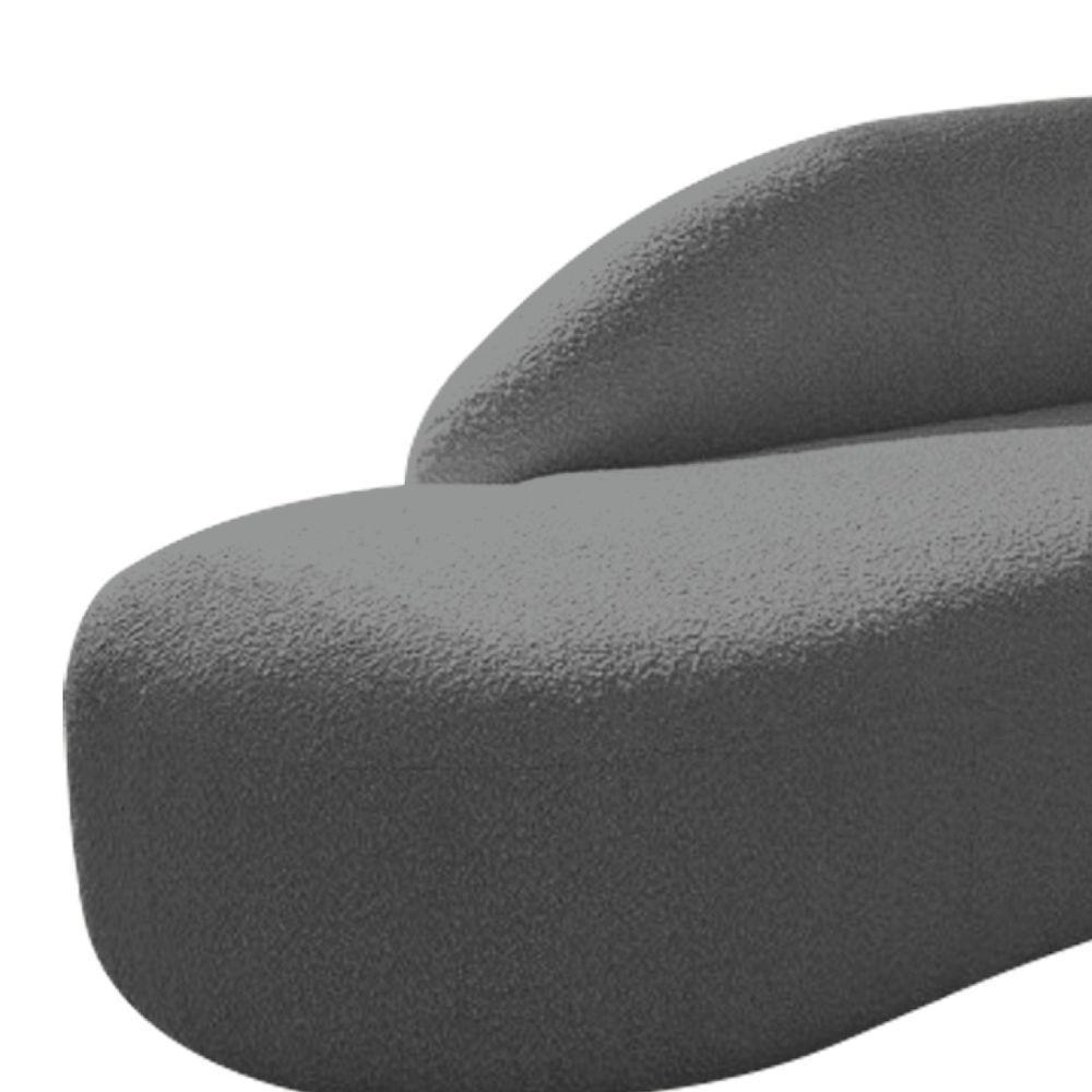 Divã Recamier Curvo Luna 140cm Lado Esquerdo Linho - Doce Sonho Móveis Cor Cinza Escuro - 3