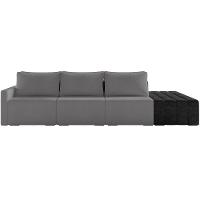Sofá Ilha Modular Para Sala 312cm Com Puff Dublin K01 Bouclê Cinza E Sintético Preto - Lyam Decor - 5
