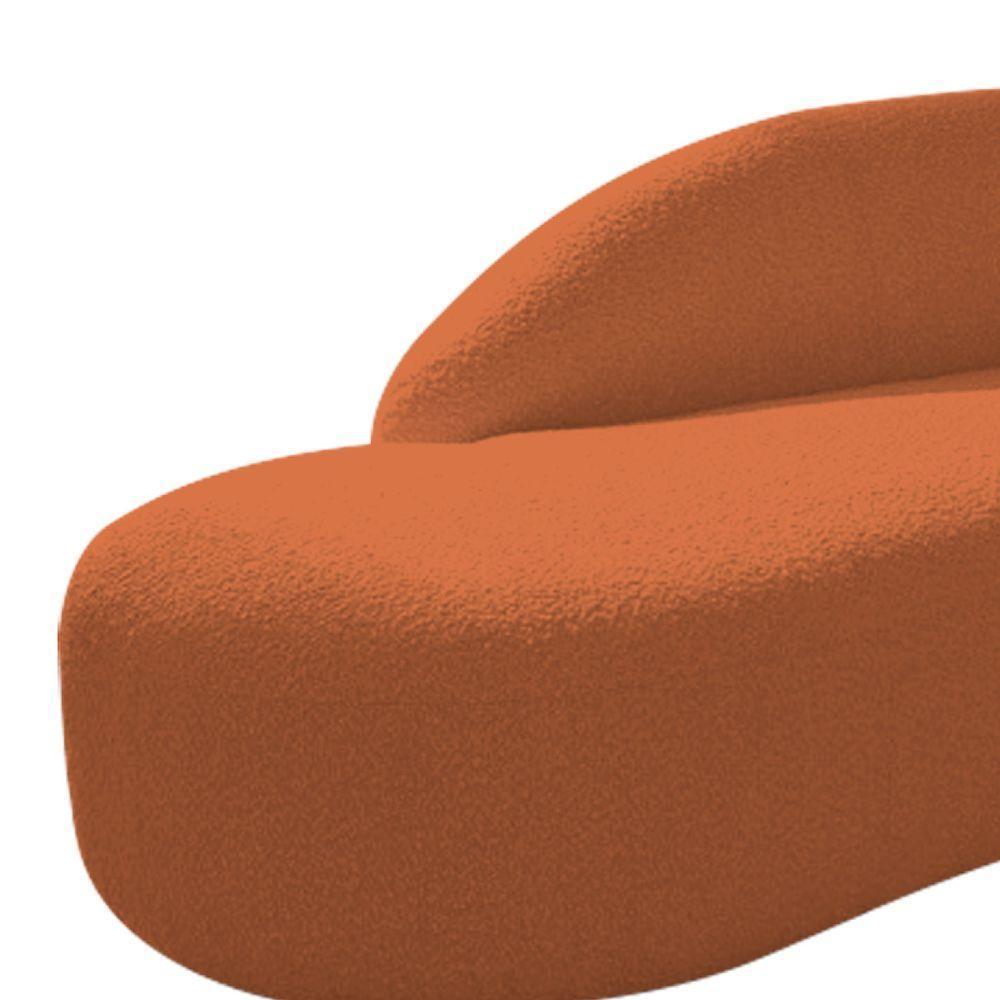 Divã Recamier Curvo Luna 185cm Lado Esquerdo Suede - Doce Sonho Móveis Cor Terracota - 3