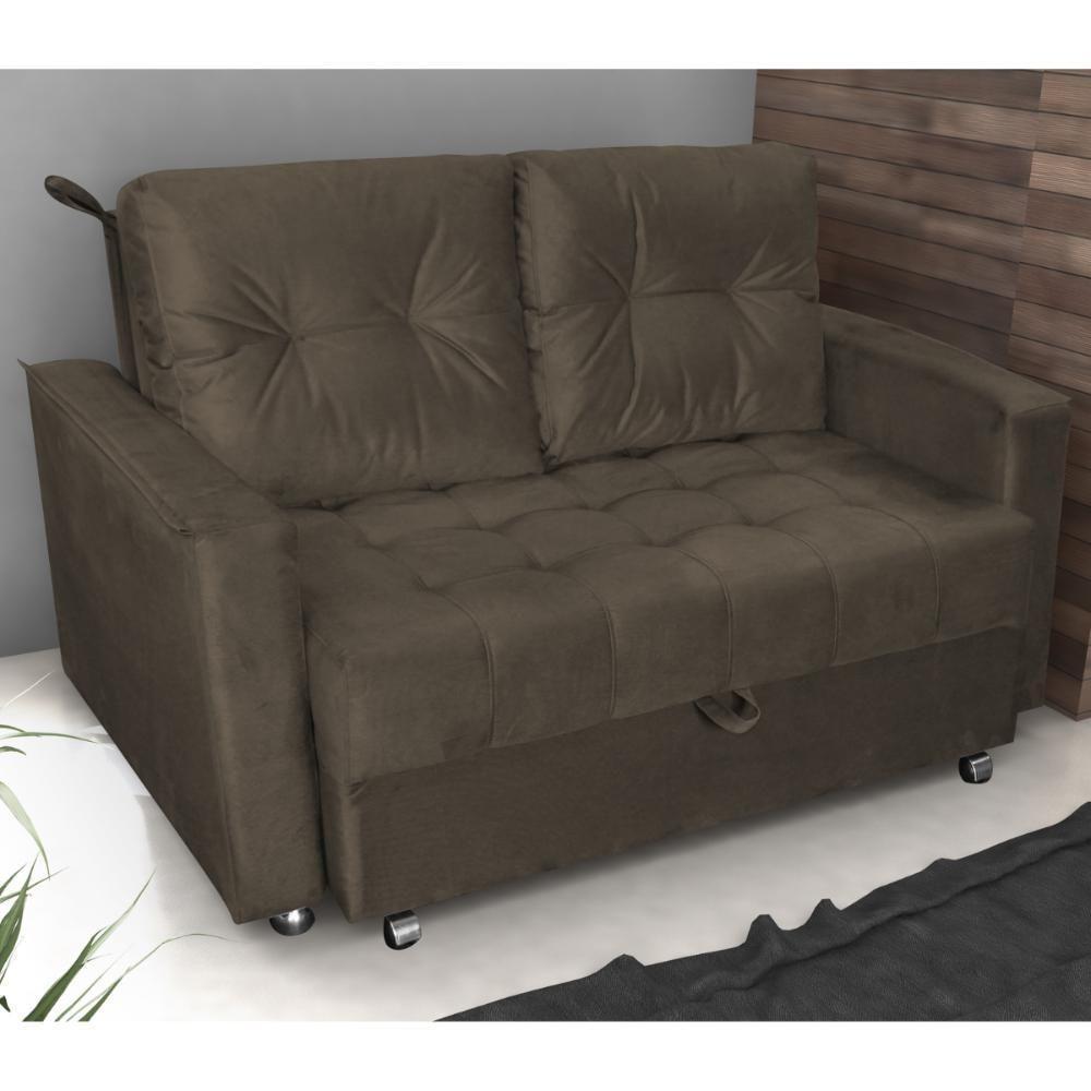 Sofá Cama Para Sala De Estar Remy Veludo Marrom - 1