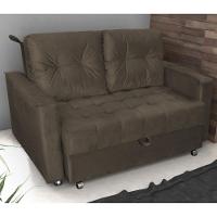 Sofá Cama Para Sala De Estar Remy Veludo Marrom - 1