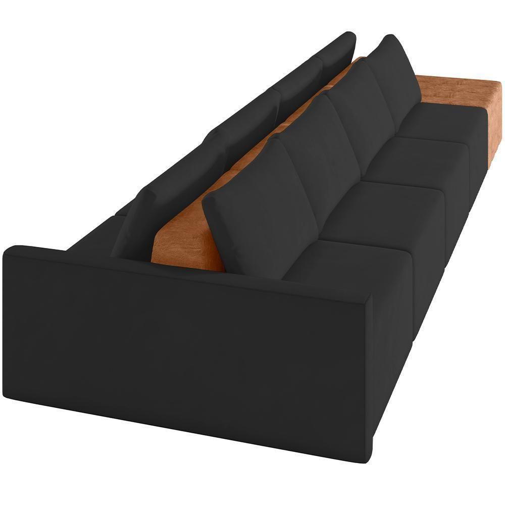 Sofá Ilha Modular Para Sala 432cm Com Puff Dublin K01 Veludo Preto Sintético Caramelo - Lyam Decor - 5