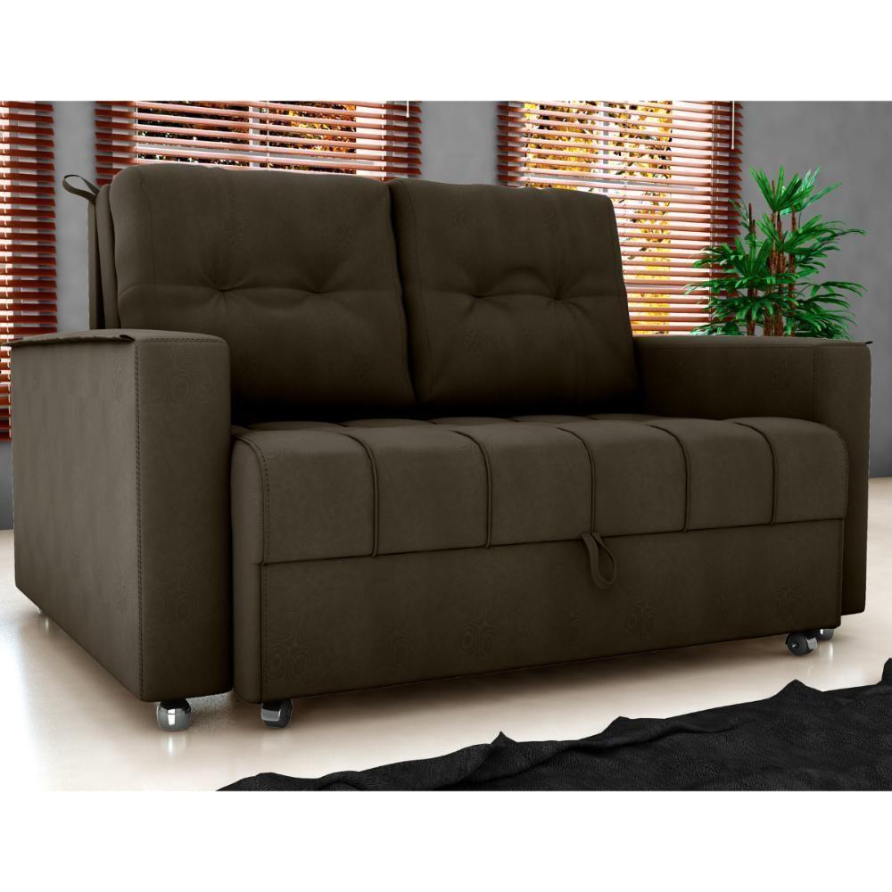 Sofá Cama Para Sala De Estar Cross Veludo Maserati Marrom - 1