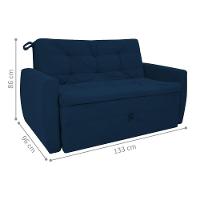 Sofá Cama Para Sala De Estar Dingle Suede Azul - 4