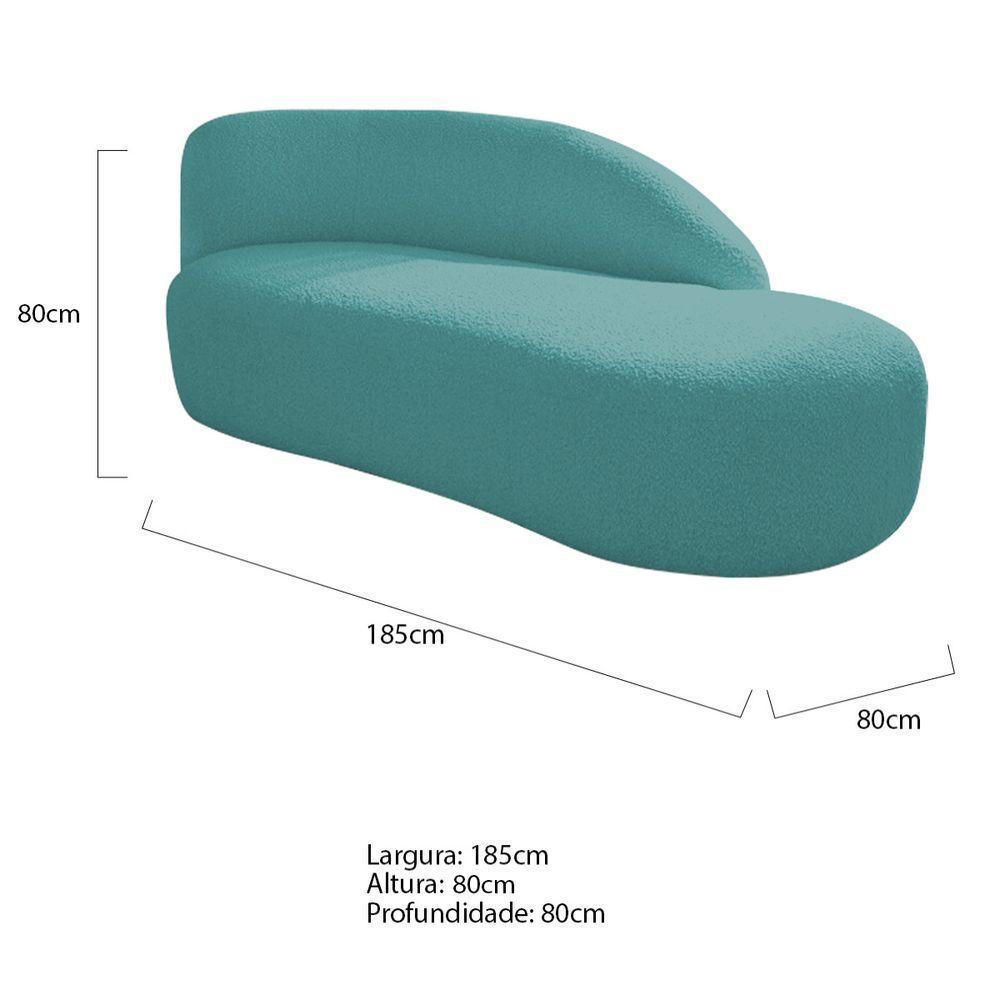Divã Recamier Curvo Luna 185cm Lado Direito Suede - Doce Sonho Móveis Cor Azul Turquesa - 7