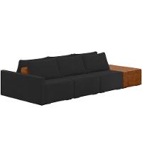 Sofá Ilha Modular Para Sala 342cm Com Puff Dublin K01 Veludo Preto Sintético Caramelo - Lyam Decor - 1