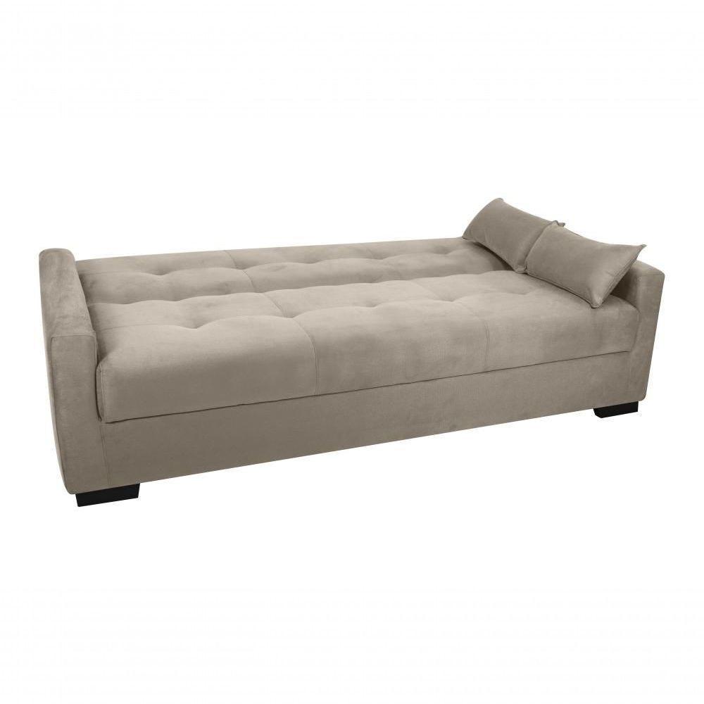 Sofá Cama Lavínia 3 Lugares Suede Bege Matrix - 4