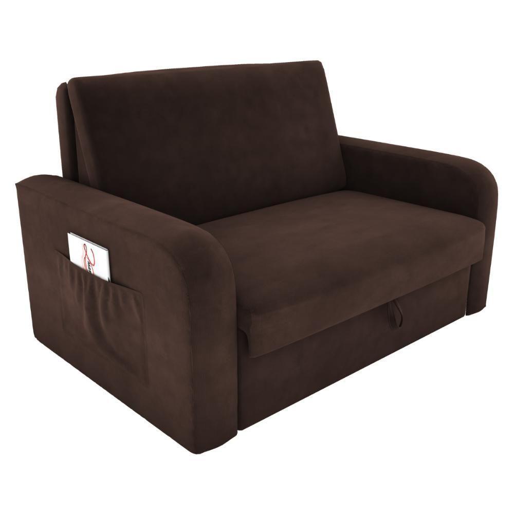 Sofá Cama Com Baú 2 Lugares Numey Suede Marrom - 2