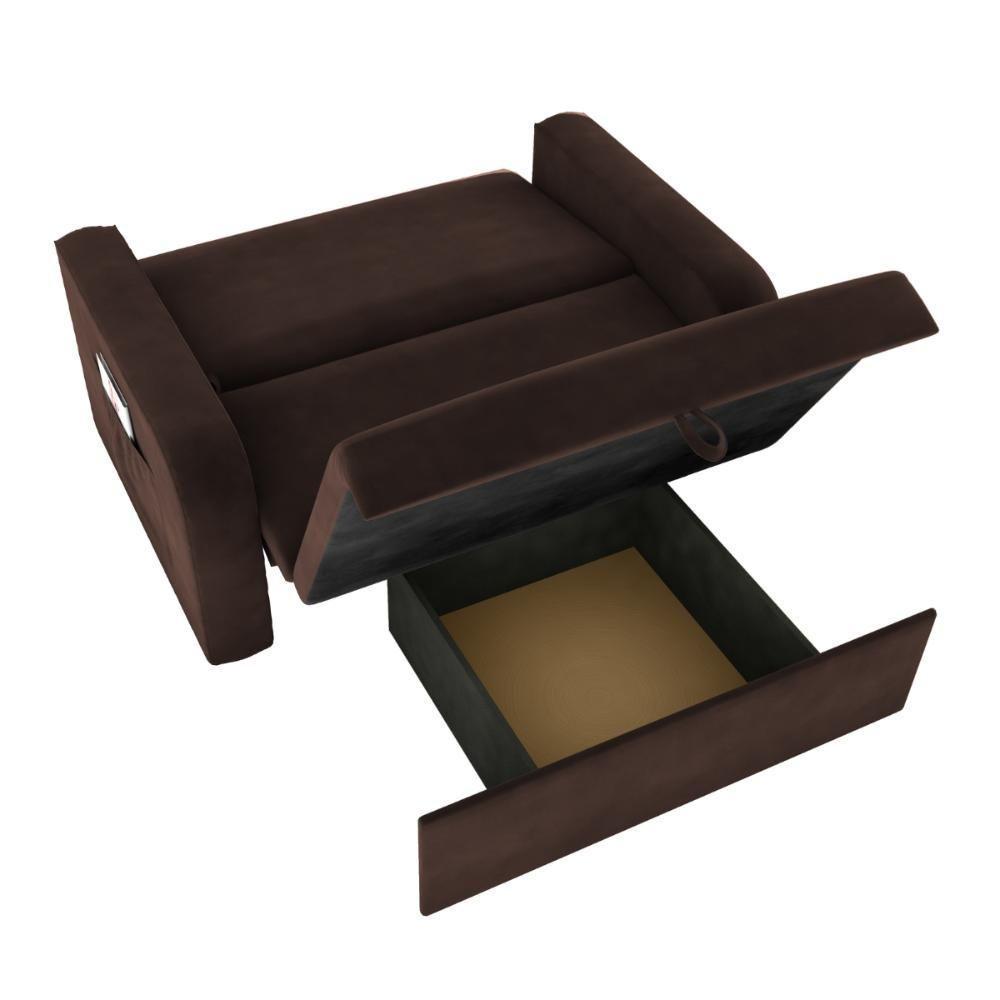 Sofá Cama Com Baú 2 Lugares Numey Suede Marrom - 3