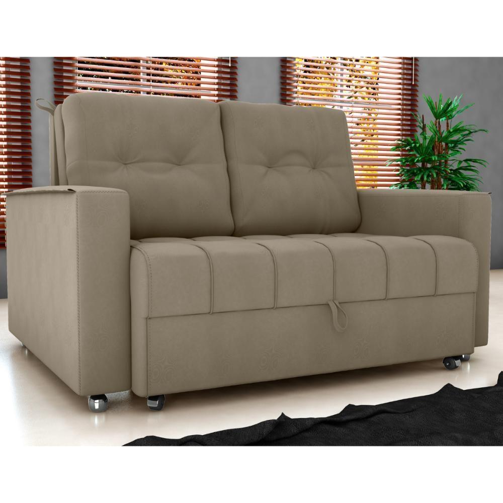 Sofá Cama Para Sala De Estar Cross Veludo Maserati Cappuccino - 1