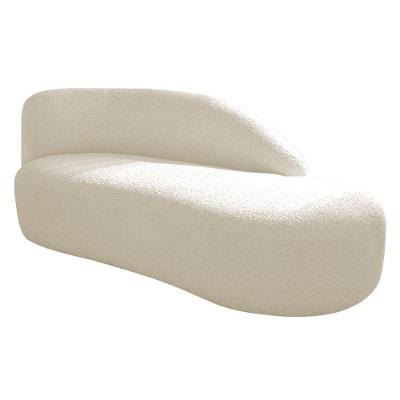 Divã Recamier Curvo Luna 140cm Lado Direito Linho - Doce Sonho Móveis Cor Bege