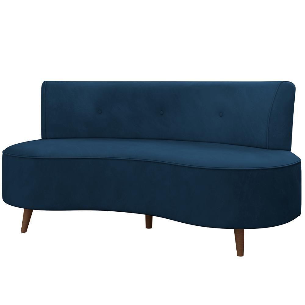 Sofá Chaise Living 2 Lugares 160cm Para Sala Istambul K01 Veludo Azul Marinho - Lyam Decor - 1