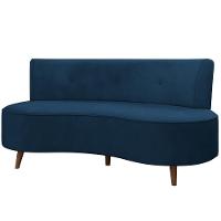 Sofá Chaise Living 2 Lugares 160cm Para Sala Istambul K01 Veludo Azul Marinho - Lyam Decor - 1
