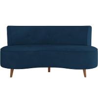 Sofá Chaise Living 2 Lugares 160cm Para Sala Istambul K01 Veludo Azul Marinho - Lyam Decor - 7