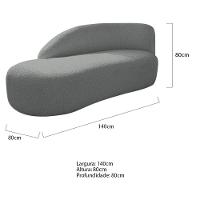 Kit Divã Luna 140cm Lado Esquerdo E 02 Poltronas Base De Ferro Preto Suede Cor Cinza - 2