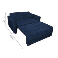 Sofá Cama Para Sala De Estar Remy Veludo Azul - 3