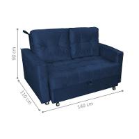 Sofá Cama Para Sala De Estar Remy Veludo Azul - 4
