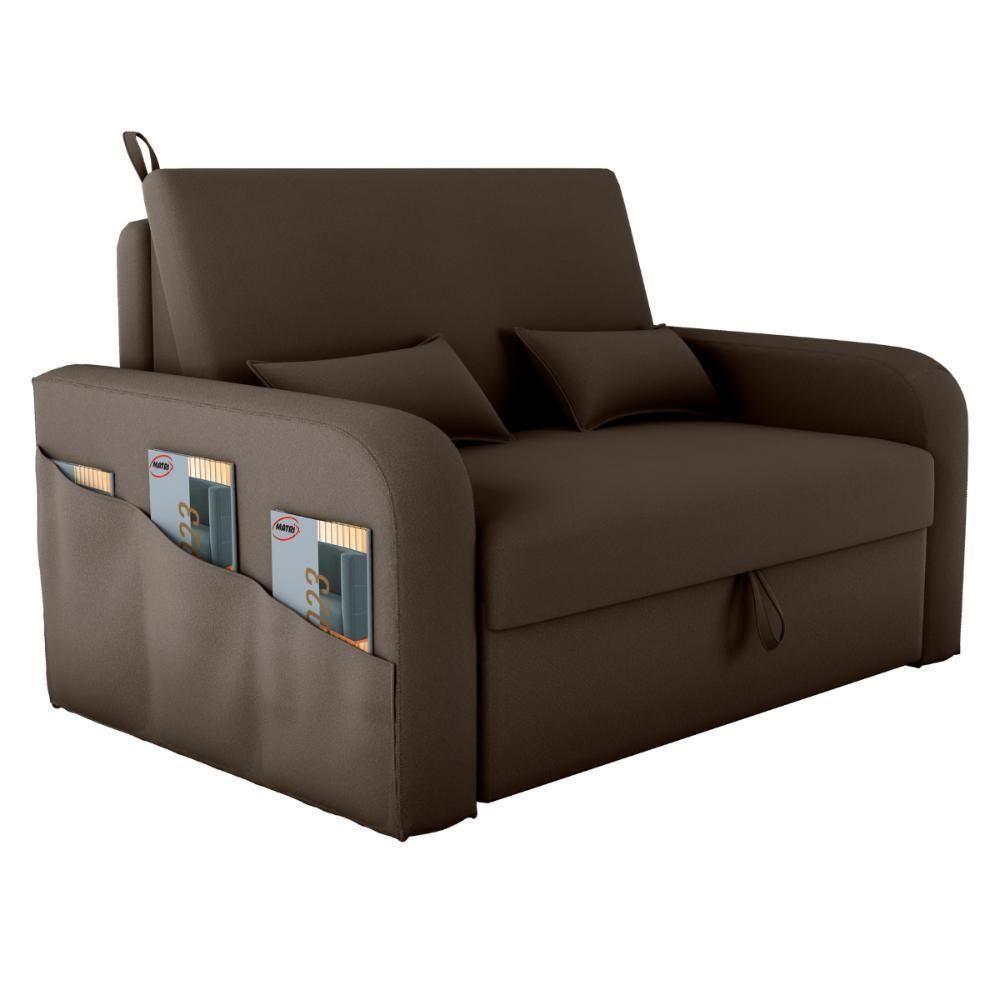 Sofá Cama 2 Lugares Com Baú Hiram Veludo Marrom - 2