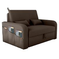 Sofá Cama 2 Lugares Com Baú Hiram Veludo Marrom - 2