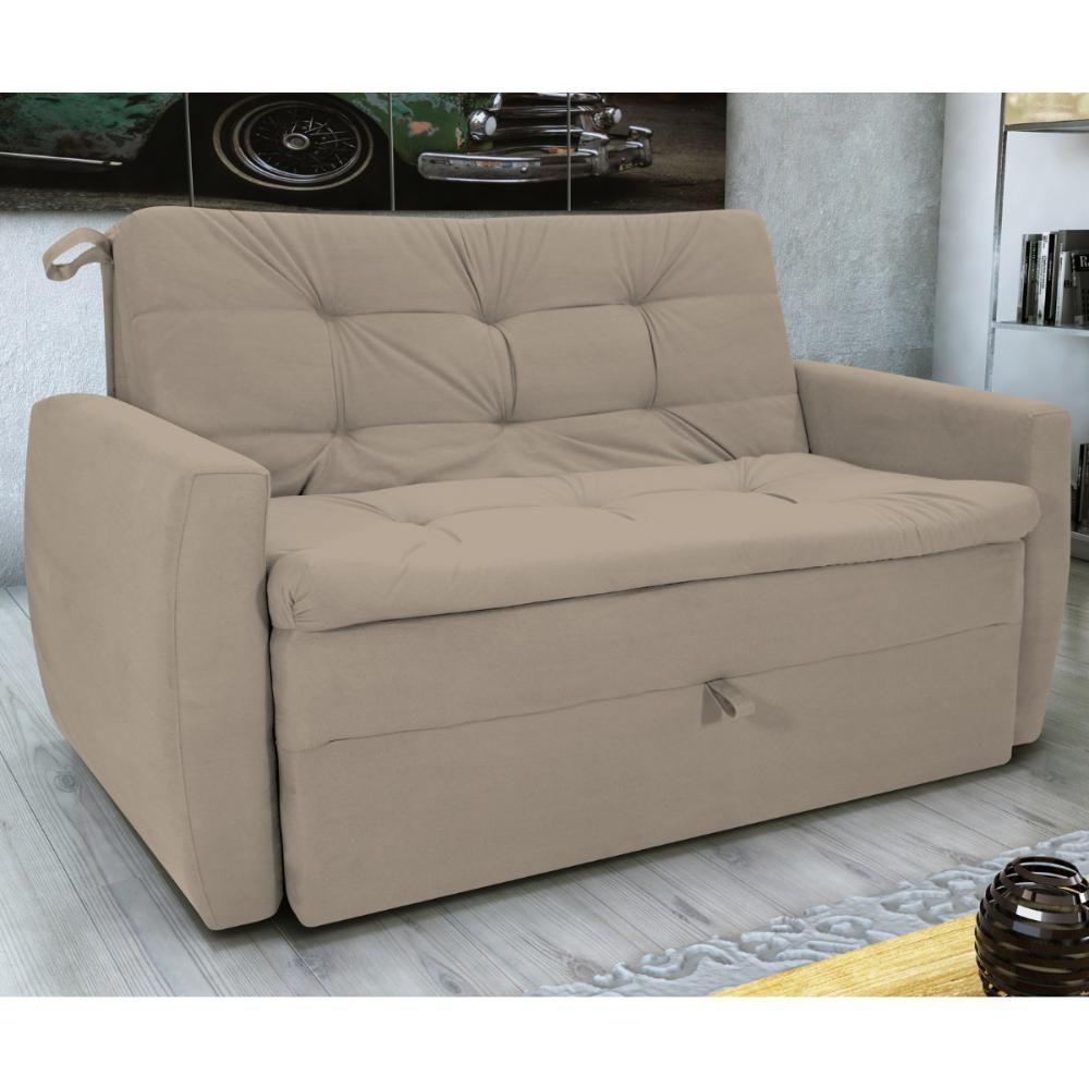 Sofá Cama 2 Lugares Bray Suede Bege - 1