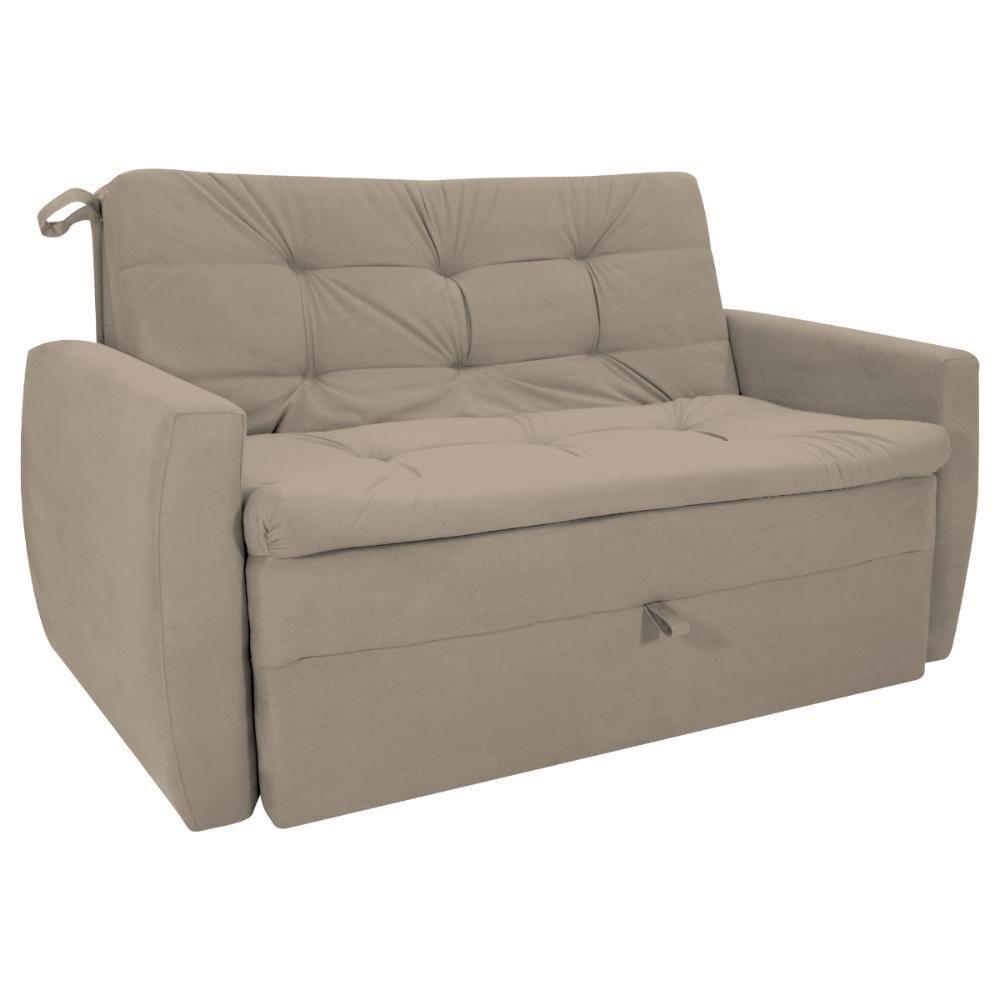 Sofá Cama 2 Lugares Bray Suede Bege - 2