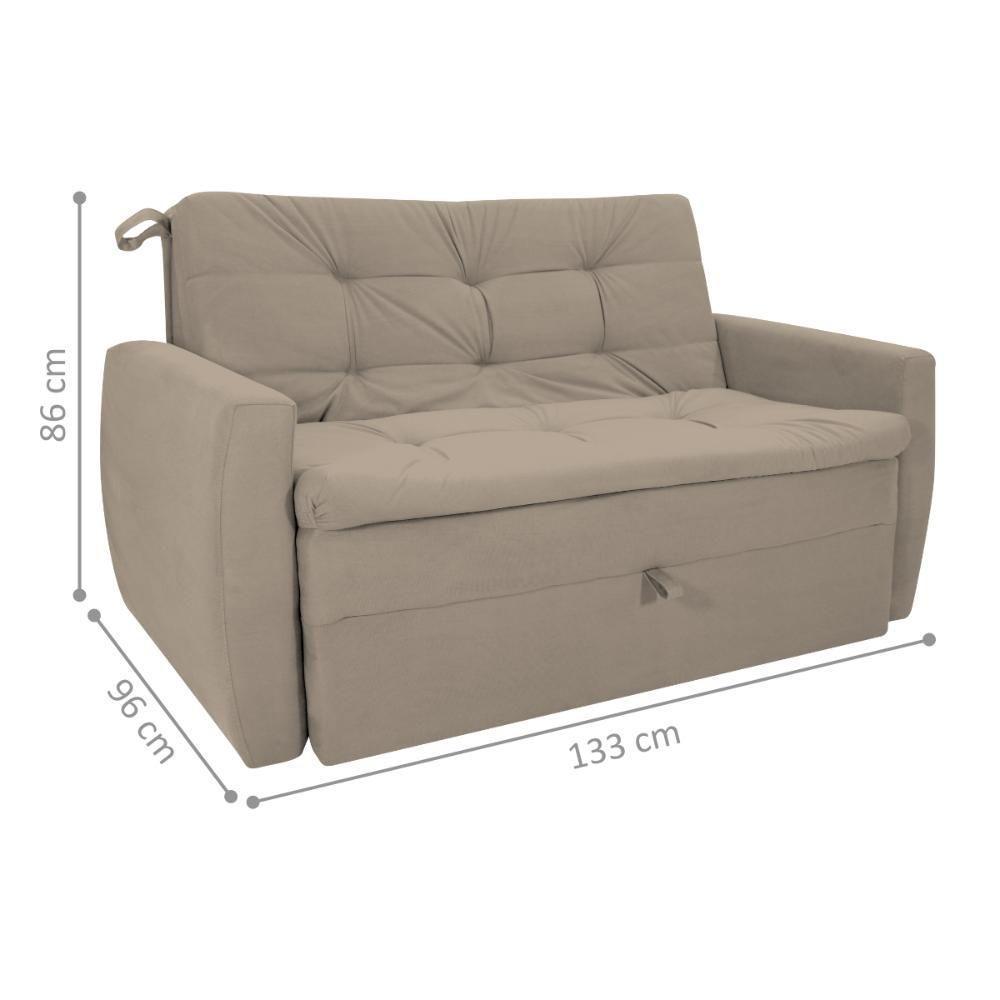 Sofá Cama 2 Lugares Bray Suede Bege - 4