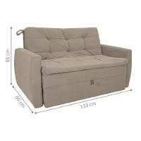 Sofá Cama 2 Lugares Bray Suede Bege - 4