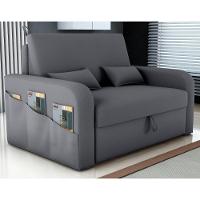 Sofá Cama 2 Lugares Com Baú Bannow Veludo Cinza - 1