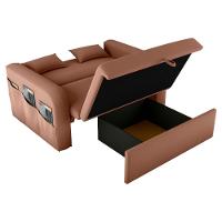 Sofá Cama 2 Lugares Com Baú Hiram Veludo Ferrugem - 2