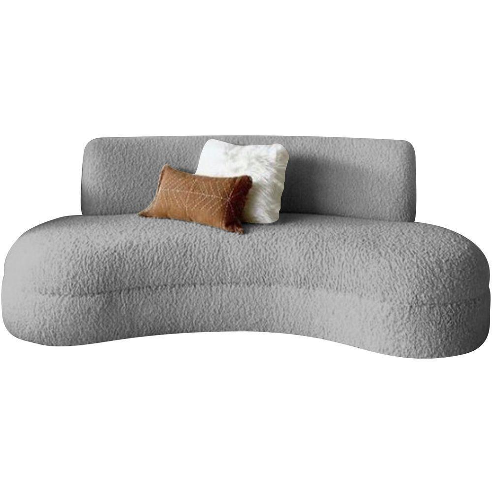 Sofá Divã Curvo Sala De Estar Maria 180 Cm Bouclé - Amarena Móveis Cor Cinza - 2