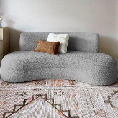 Sofá Divã Curvo Sala De Estar Maria 180 Cm Bouclé - Amarena Móveis Cor Cinza